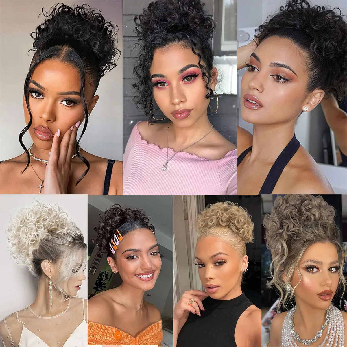 Synthetic Messy Bun Hair Piece 60g Elastic Drawstring Loose Wave Curly Hair Buns Hair Piece Extensions For Women Dark Brown