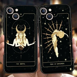 Witches Moon Tarot Mystery Totem Phone Case Cover for iPhone 16 15 14 13 12 11 Pro Max 7 8 Plus XR XS Silicone Shell Bags Capas