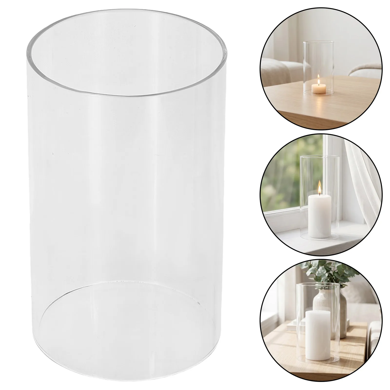 3Pcs Glass Shade Transparent Cylinder Windproof Protector Replacement 5.9x3.5 Clear Cover for Centerpiece Wedding