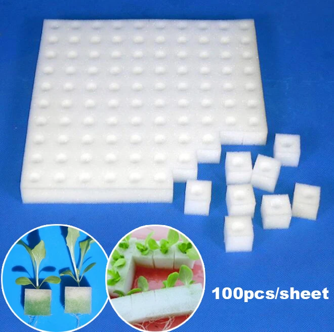 

100pcs/sheet Garden Cultivation Plant White Sponge Soilless Culture Planting Hydroponic Vegetables Nursery Pots Cloning Collar D