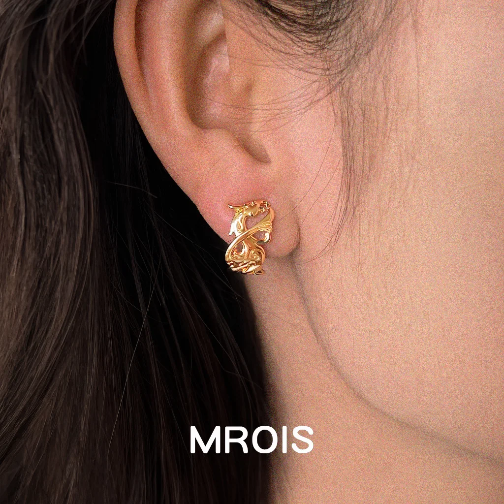Chinese Dragon Pattern~ Original Retro Pattern National Style New Chinese Style Earrings Literary and Ethnic Style Earrings