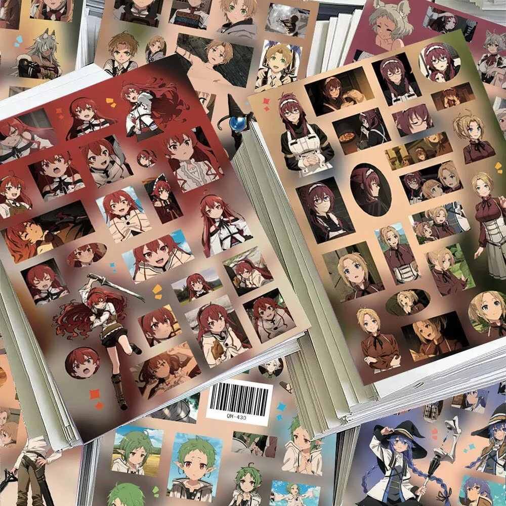 8 Sheets Mushoku Tensei Jobless Reincarnation Waterproof Stickers Rudeus Roxy Eris Sylphiette Decals Cartoon Decorative Sticker