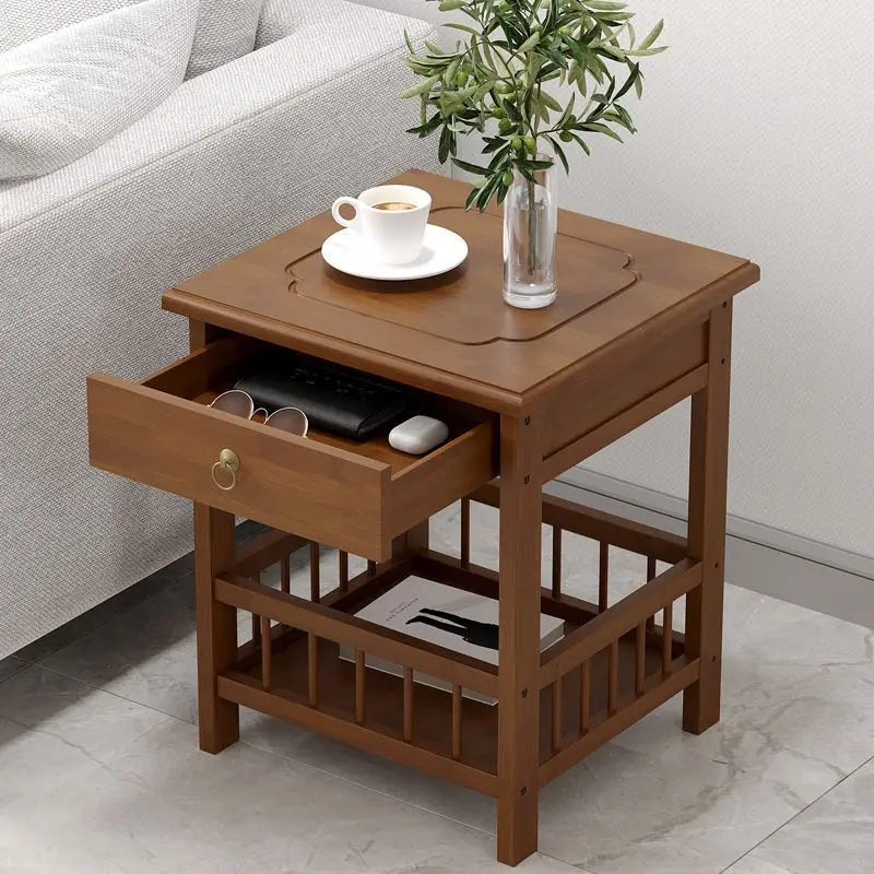 Creative Table Portable Small Tea Table Modern Simple Household Sofa Edge Cabinet Sofa Side Table Corner Bamboo Rack Storage New