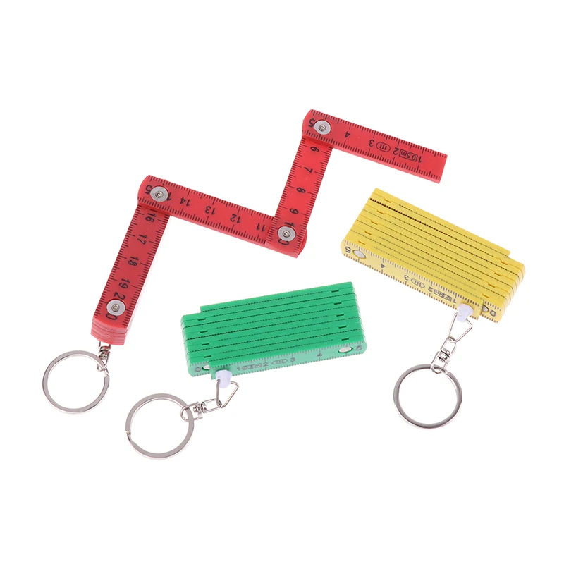 

1Pc 0.5 Meter Keychain Plastic High Precision Folding Ruler Can Be Stored For Travel Woodworking Bricklaying Home DIY