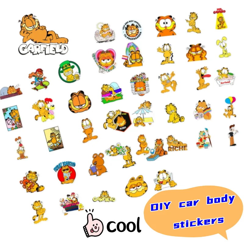 Neue 50 Stück Garfield Odie Pooky wasserdichte Aufkleber, kreative Cartoon-Sticker, niedliche DIY-Dekorationsaufkleber für Notizbücher, Handyhüllen