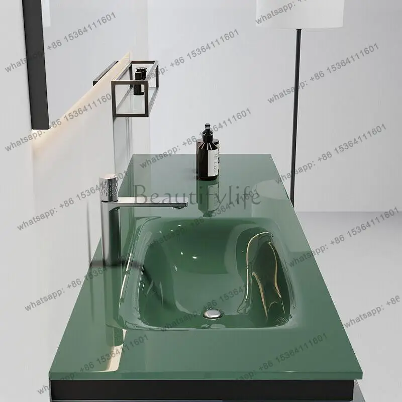 Pure custom tempered glass integrated basin skin feeling countertop bright washing table fashion sink single countertop
