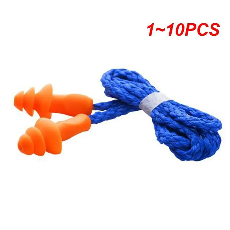 1~10PCS Waterproof Soft Ear Plugs Silicone Corded Reusable Hearing Safety Earplugs for Swiming Earplugs Earmuff