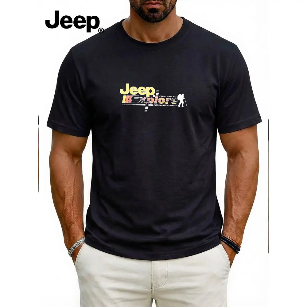 

Новая мужская футболка Jeep, дышащая, высококачественная, удобная спортивная футболка с коротким рукавом