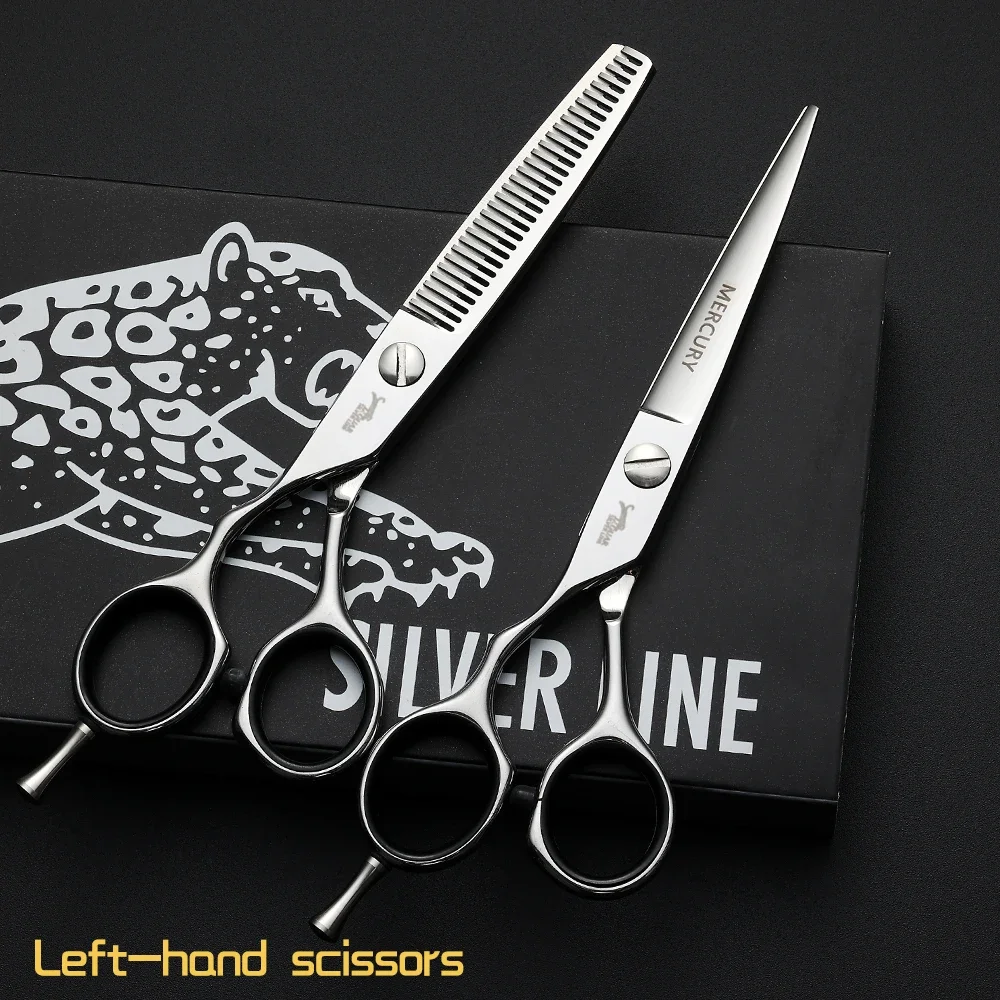 Hair Scissors Professional High Quality Left Handed 6.0 Inch Cutting Thinning Set Hairdressing Scissors Barber Shears