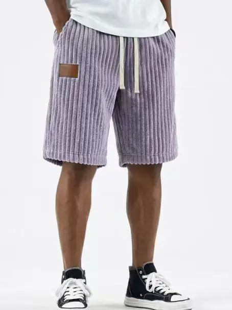 2025 Neue Herren Retro Cord-Freizeithosen Herren Mode Einfarbige Jogginghosen Harajuku Cord-Kurzhosen Neue Herrenkleidung Roupas – Detail 6