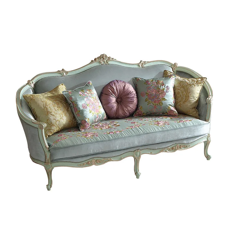 French court style fabric sofa beech light luxury retro style European neoclassical 123 combination furniture