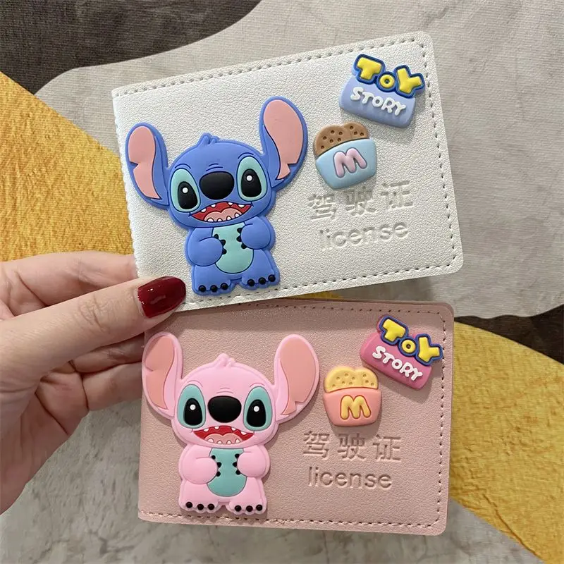 

Disney Cartoon Driver's License Protective Cover Couple Lilo & Stitch Motor Vehicle Two-in-One Leather Case Creative Shell Gift