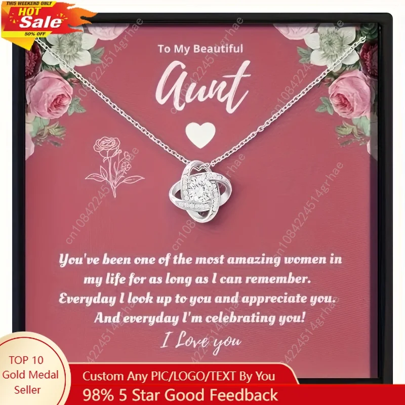 

Stylish, Creative And Elegant Knotted Pendant Necklace With Gift Box & Card, Birthday Party Gift, Holiday Gift For Aunt