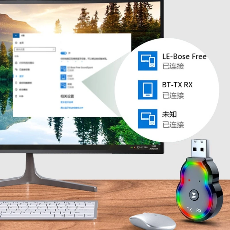 ブルートゥースと互換性のある5.3アダプター,ステレオミュージックトランスミッター,デスクトップ,ラップトップ,コンピューターのヘッドフォン用レシーバー