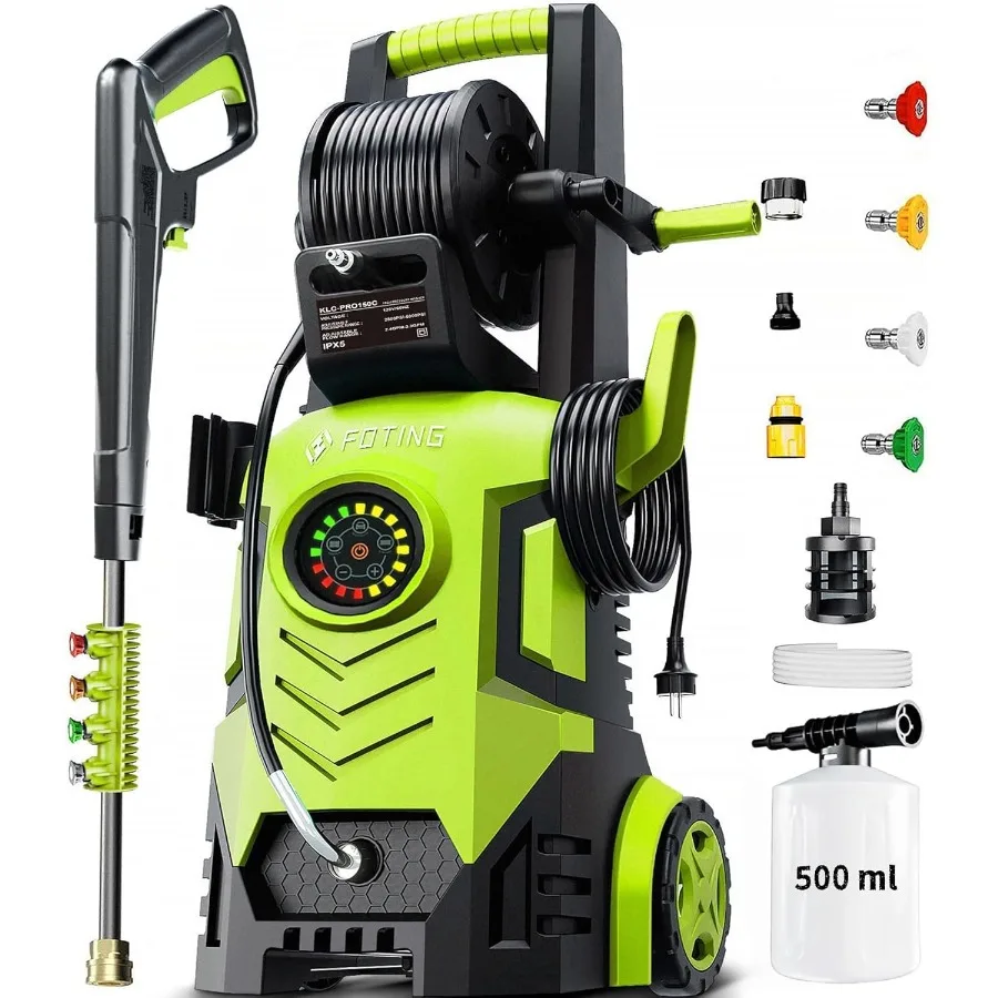 

2026 Upgraded Pressure Washer 5000PSI with Adjustable Touch Screen 8 Level 34 Tall 4 Quick Connect Nozzles Inlet Hose Filter 50
