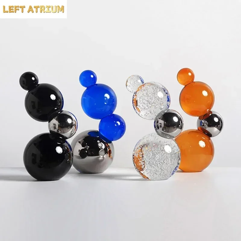 Creative Spherical Geometry Ornaments Crystal Ball Stacking Crafts Desk Decoration Abstract Artwork Statue Room Aesthetic Decor