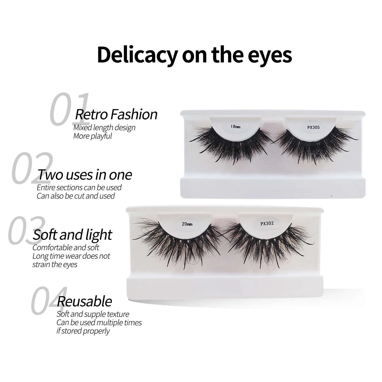 RED SIREN Mink Eyelashes With Spikes New Design 16mm/18mm/20mm/25mm Thick Natural Strip Lashes Mink Fluffy Lash Supplies