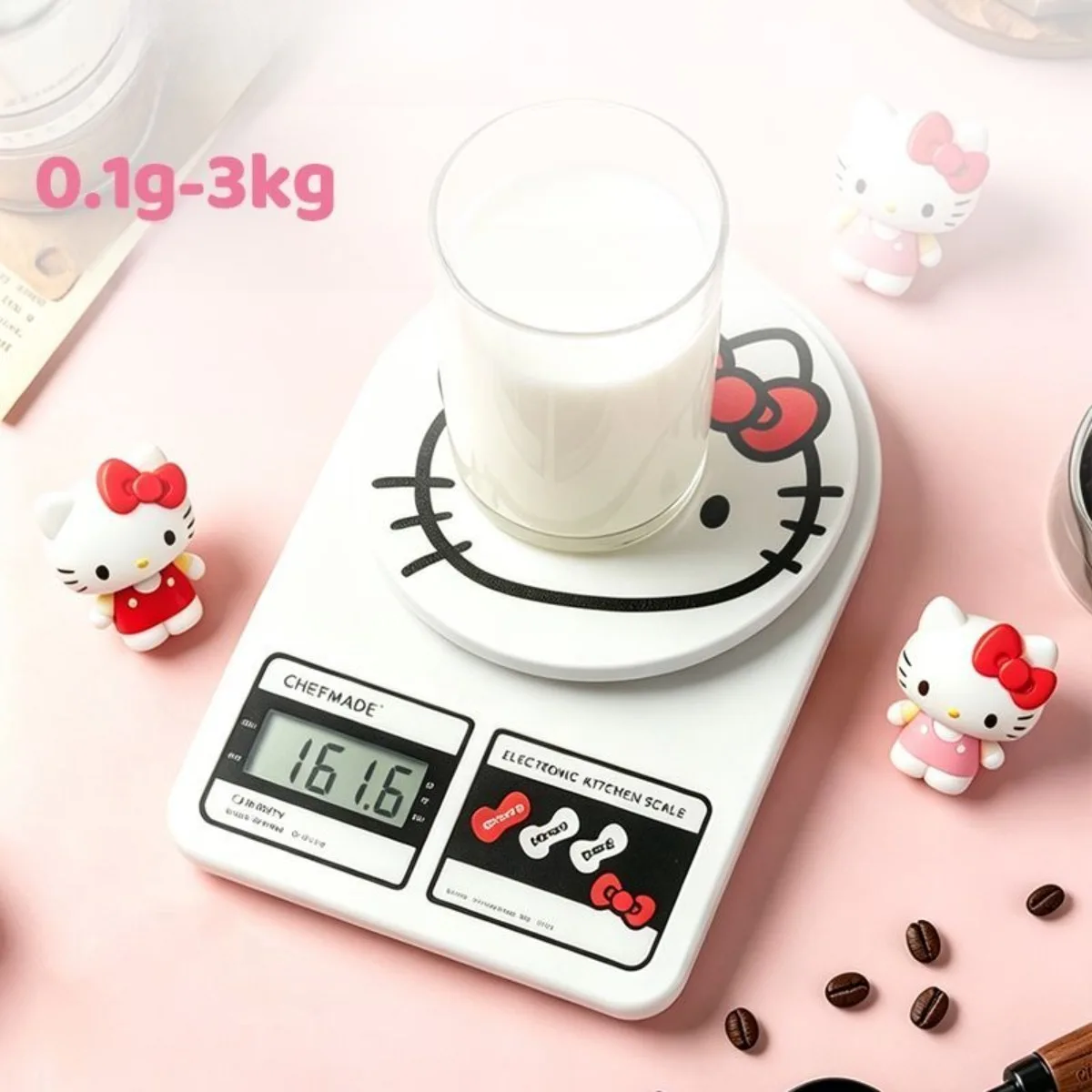 Anime Sanrio Hello Kitty Digital Kitchen Scale 0.1g High Precision Baking Electronic Scale for Household Cooking Kawaii Lovely