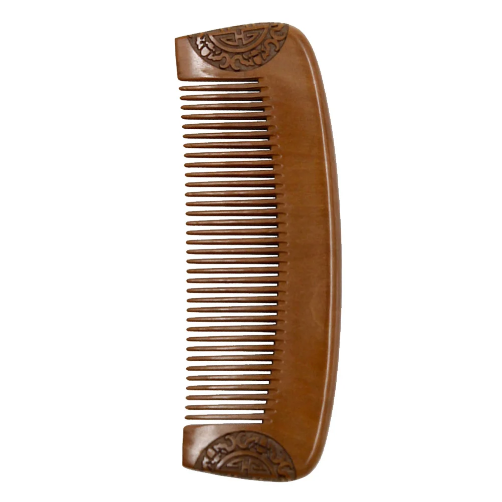 

Wooden Comb Coffee Color Carved Design Anti-Static Smooth Teeth Scalp Massage Comb Stimulate Circulation Headache Relief Women