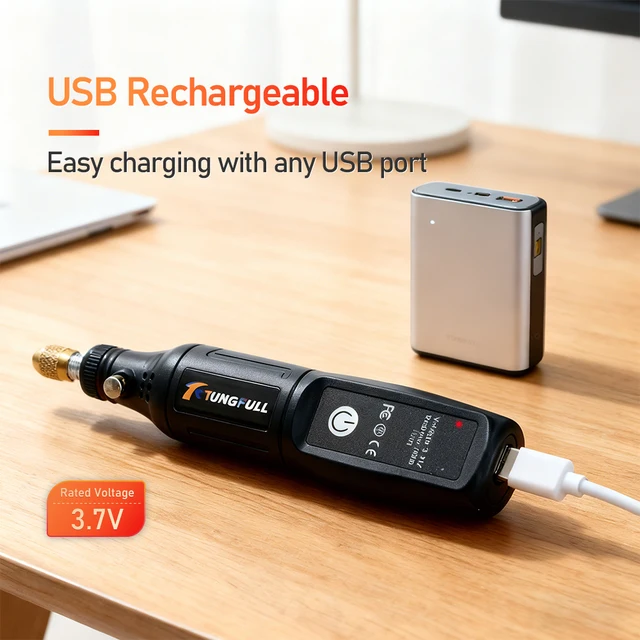TUNGFULL Cordless Mini Rotary Tool Kit USB Rechargeable Grinder Pen Set For DIY Polishing Drilling Carving Craft Work 3 TUNGFULL Cordless Mini Rotary Tool Kit USB Rechargeable Grinder Pen Set For DIY Polishing Drilling Carving Craft Work 3