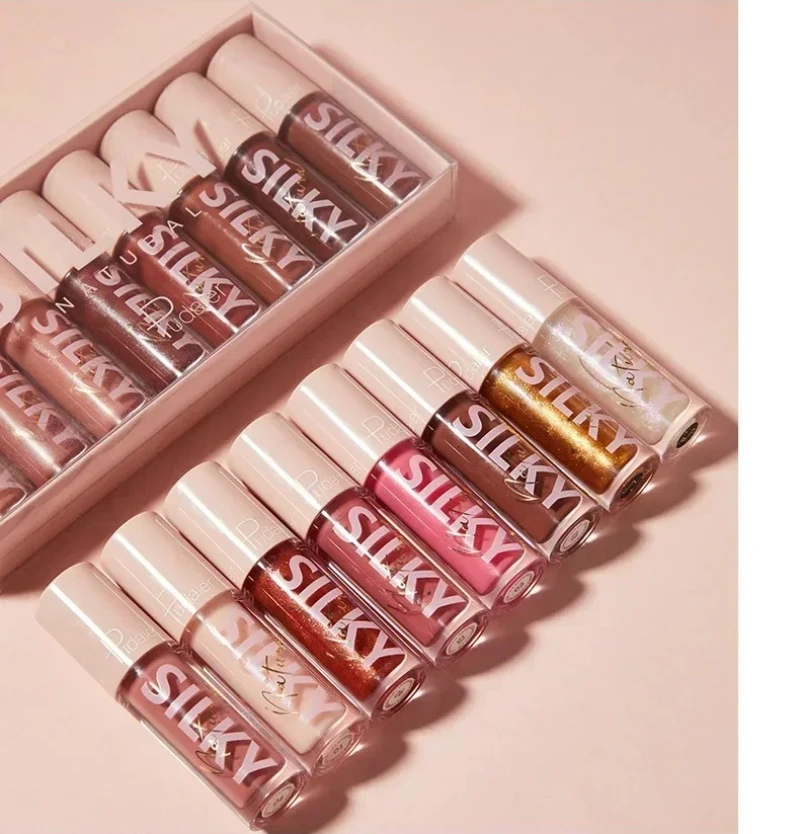 Pudaier 8 Color Diamond Shiny Lip Gloss Lipstick Set Moisturizing Long Lasting Glitter Lipgloss Lip stick Glossy Lip Tint Makeup