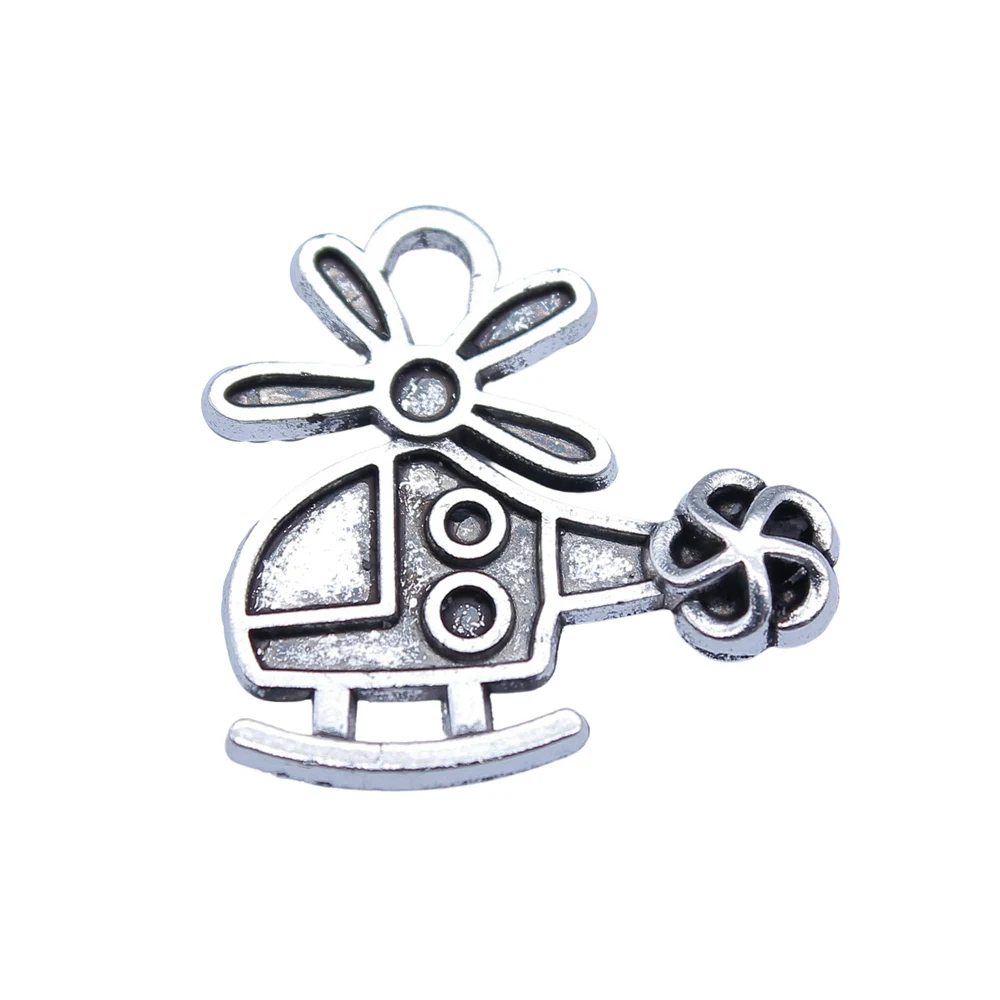 20pcs/lot 18x18mm Helicopter Charms For Jewelry Making Antique Silver Color 0.71x0.71inch