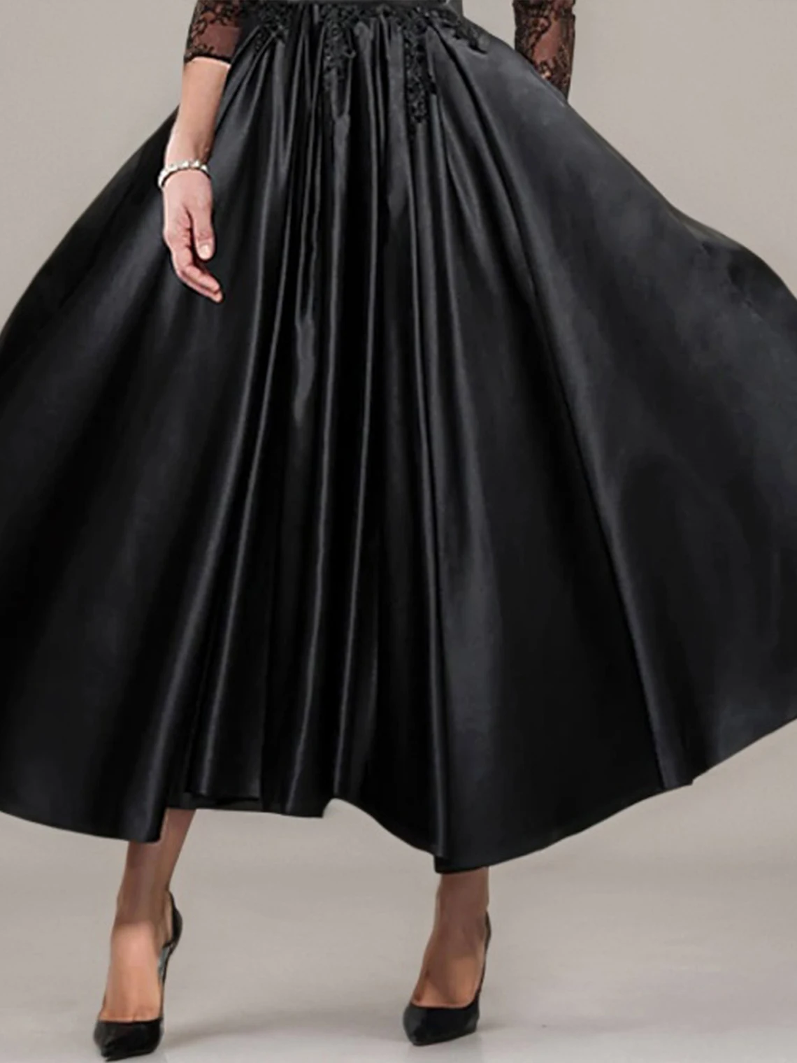 Elegantes Vintage-Abendkleid aus Satin in A-Linie, U-Boot-Ausschnitt, 3/4-Ärmel, Paillettenverzierung, knöchellanges Abendkleid, 2025, kostenlos individuell gestaltet