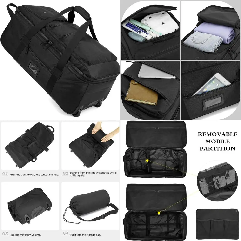 

Большая расширяемая спортивная сумка для путешествий с колесиками, отделением для обуви, влажным карманом, вместимость 85-100 л для мужчин и женщин.