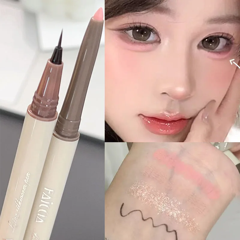 2in1 ماتي الكذب دودة القز هيغليغتر قلم ماكياج مقاوم للماء التجفيف السريع كحل فائقة غرامة الرموش السفلية قلم رصاص مستحضرات التجميل
