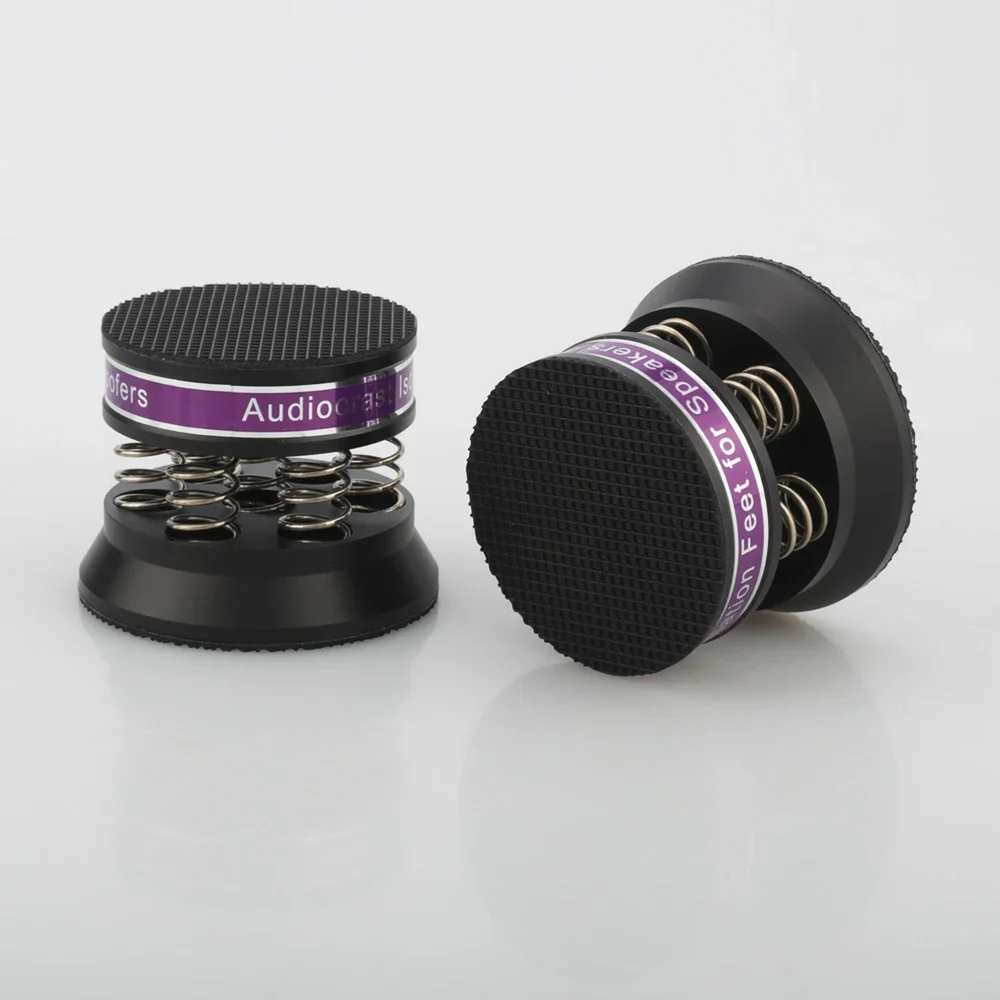 4 قطع من مكبرات الصوت الربيعية المصنوعة من الألومنيوم باللون الفضي والأسود وحامل عزل لمضخم الصوت/مكبر الصوت/القرص الدوار/المشغل