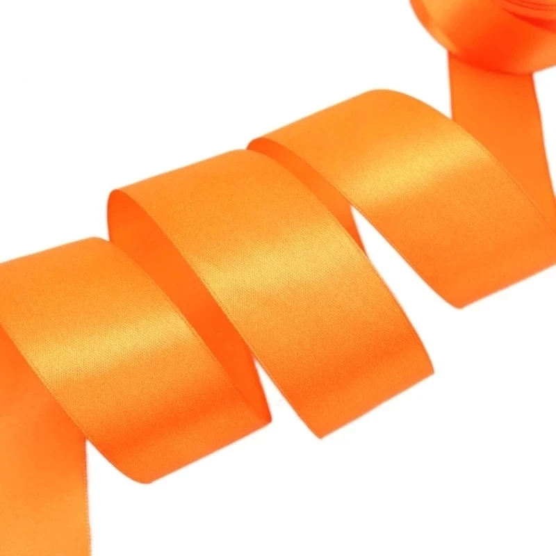 25 Yards/Roll Orange Single Face Satin Ribbon Wholesale Gift Wrapping Christmas Handmade DIY Ribbons