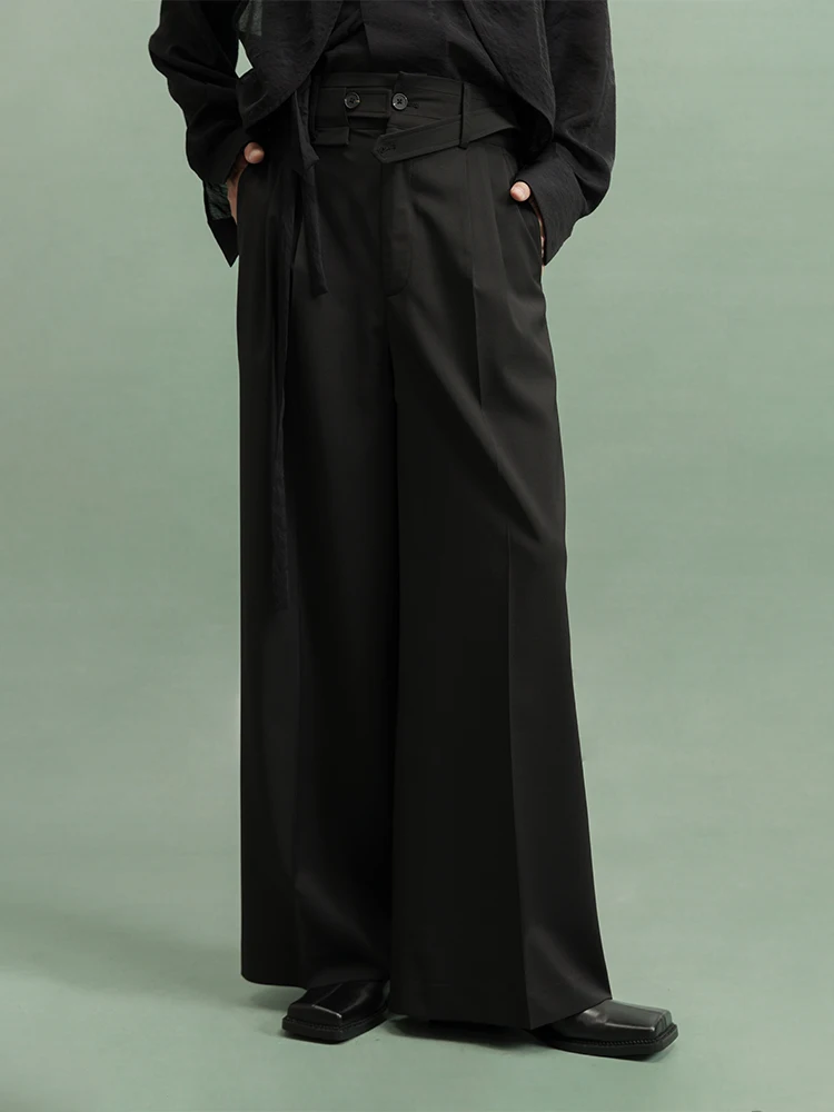 

VAPOURBLUE Original Design Deconstructed Waist Straight Loose Fit West Pants Women's Faion Trousers Commute Sle Long Pants