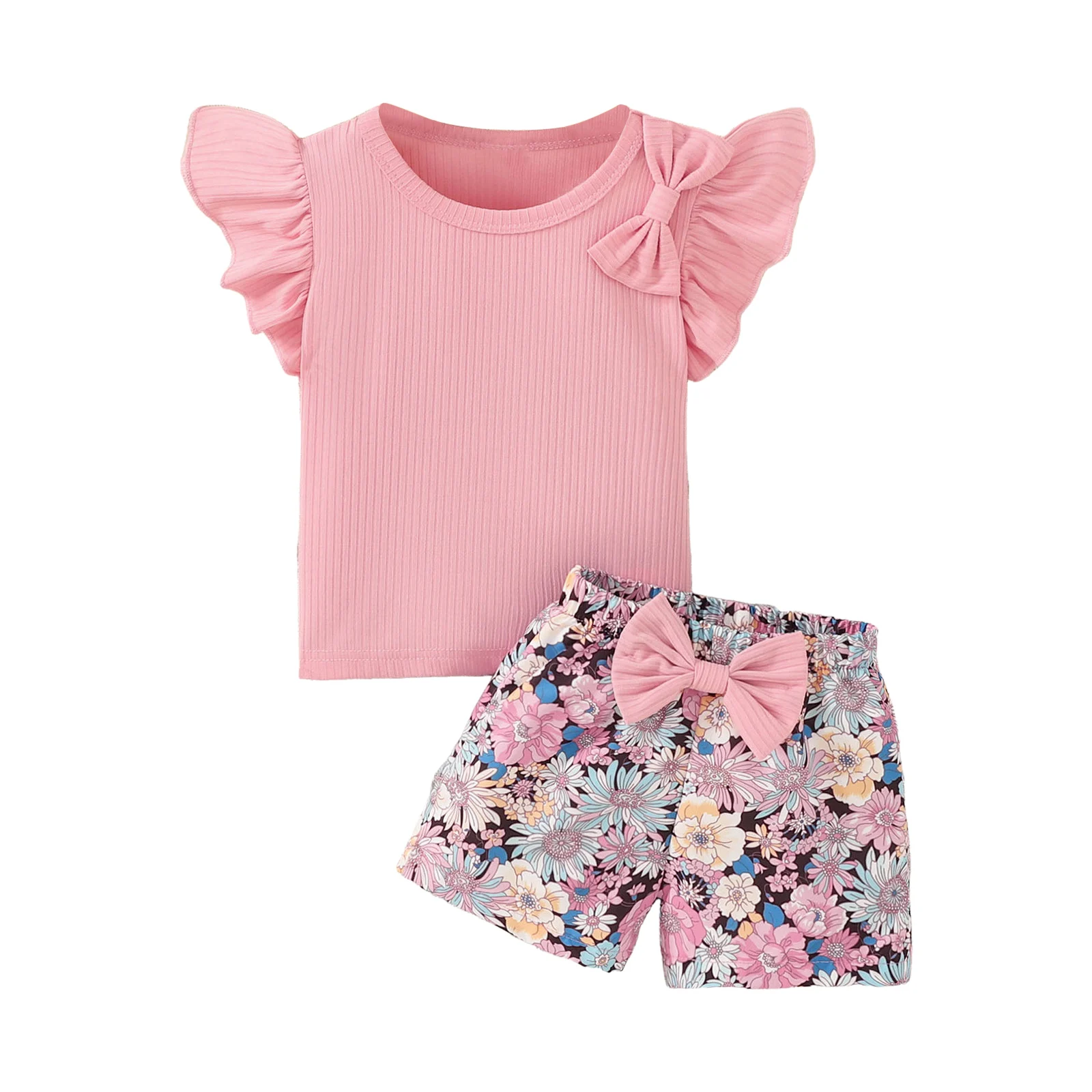 

Girls Cotton Romper Girls Short Sleeved Shorts Suit Comfortable Soft Breathable Fashionable Cute Bow Suit Girls Gift Items