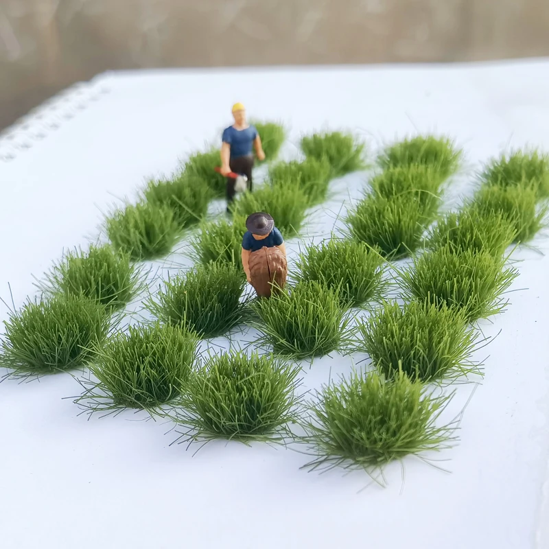 Modèle de grappe d'herbe, touffes d'herbe artificielle, matériau de paysage, buissons d'herbe statiques auto-adhésifs, grappe de plantes vertes miniatures