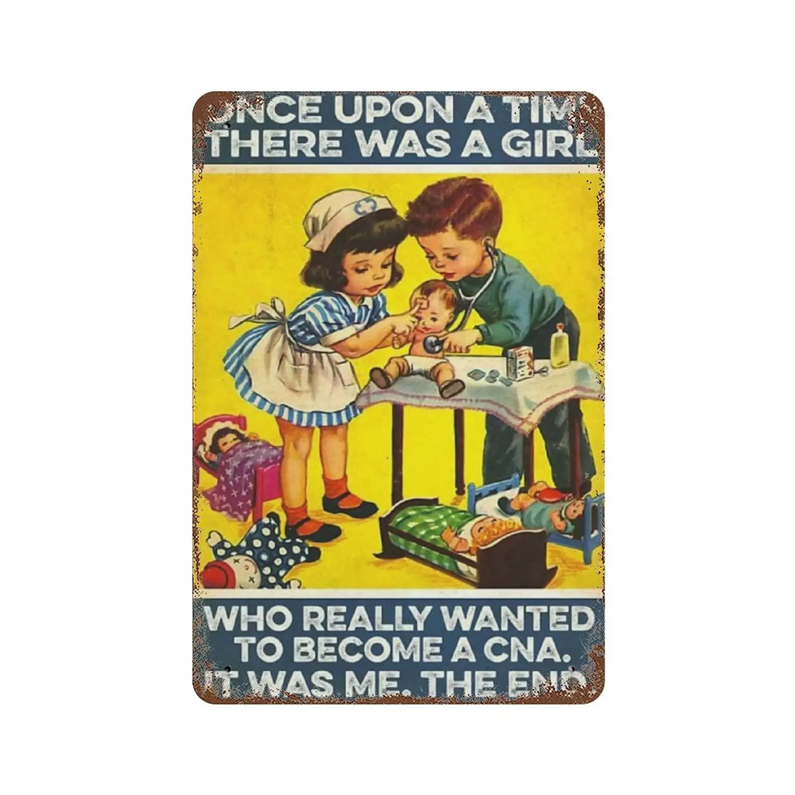 

Vintage Metal Tin Sign Plaque,There was A Girl Who Really Wanted to Become A Nurse Tin Sign,Man cave Pub Club Cafe Home Decor Pl