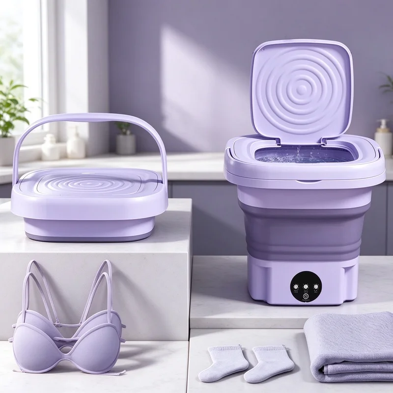 Premium Compact Foldable Mini Washing Machine Bucket Portable Travel Washer for Underwear Socks Home Travel Laundry