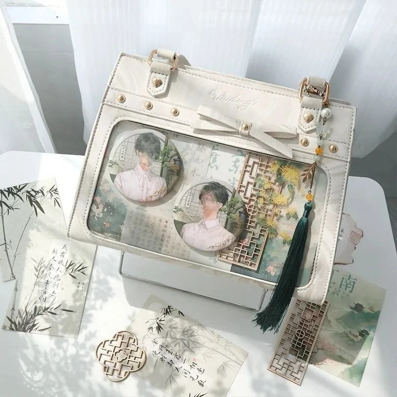 

Japanese High School Girls Crossbody Bags Fashion PU Book Y2K Bags Transparent Women Handbags JK Bag Preppy Style Shoulder Bag