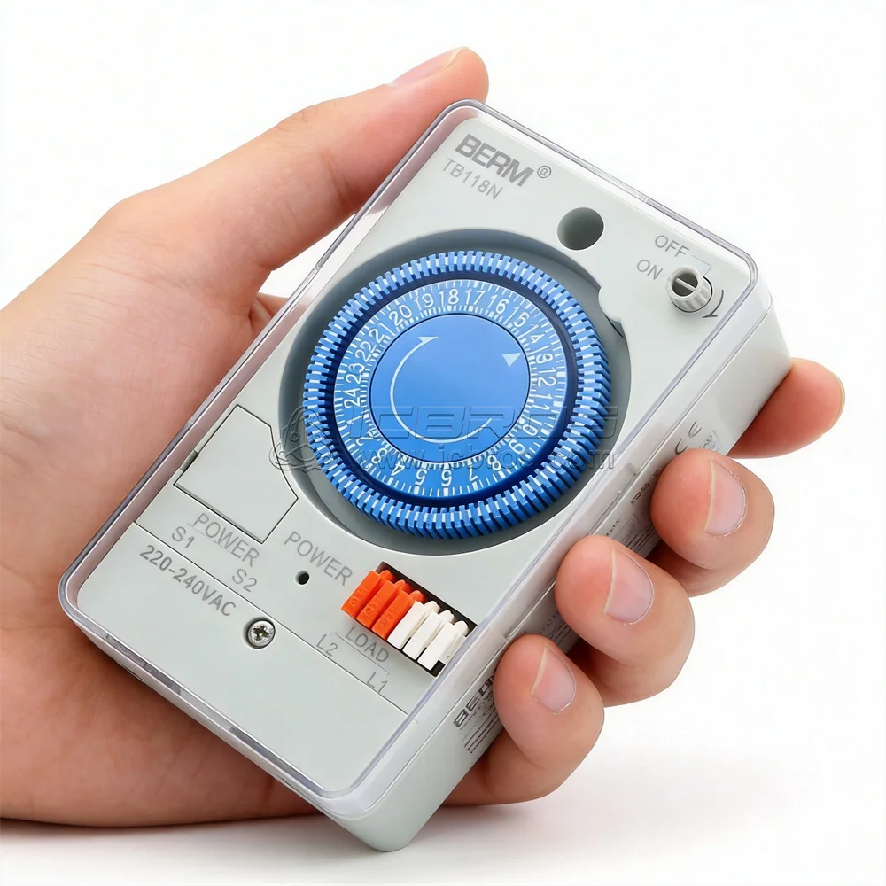 TB118N Timer Switch 100-240VAC 50-60Hz Din Rail Mechanical Waterproof With Transparent Plastic Protective 100V 240V 50 60Hz
