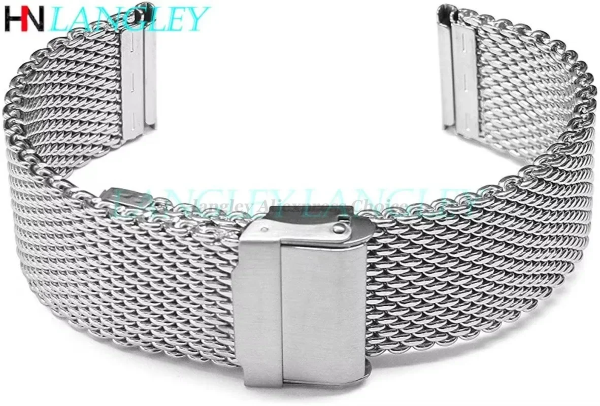 1.0mm Milanese Coarse mesh Stainless Steel Watch Band 3mm Thickness Heavy Wriststrap 18 20 22 24 mm Width Watch Bands with Tool