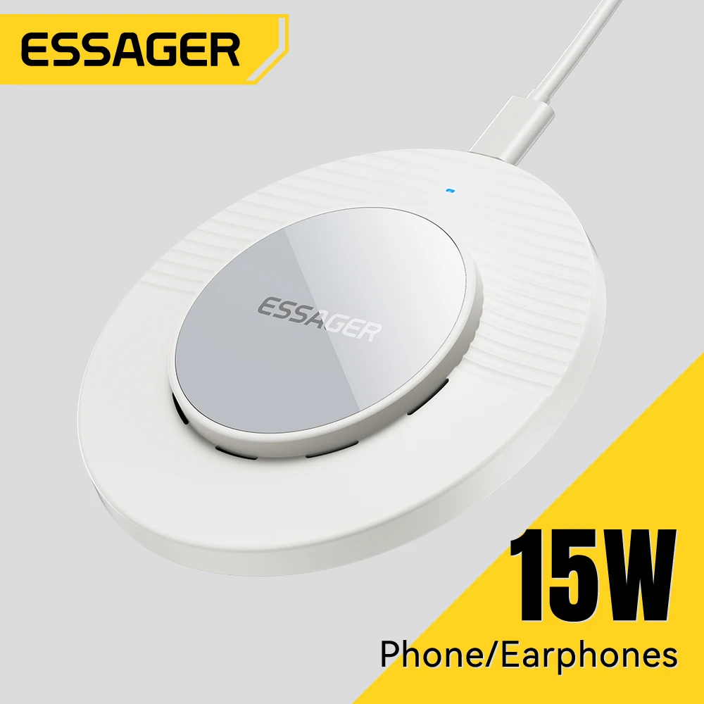 

Essager Wireless Charger For iPhone 17 16 15 14 Pro Max 15W Fast Charging Pad Dock Station For Samsung Xiaomi Huawei Earphones