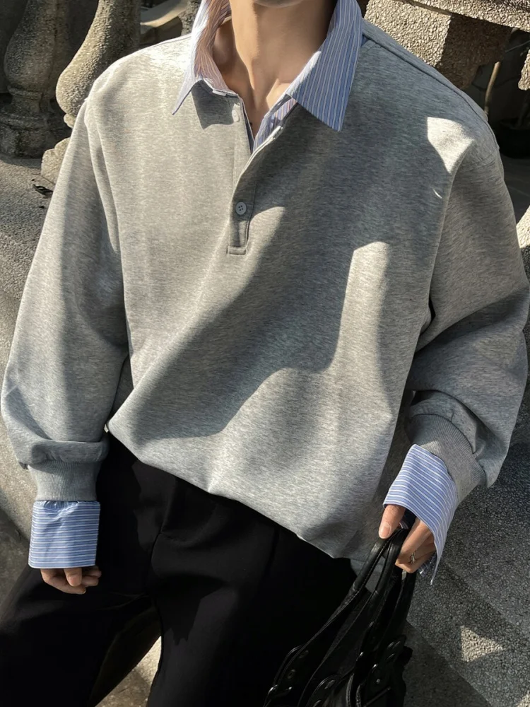 

American Sle irt Collar Sweatirt Men's Spring Autumn Faionable Casual Long Sve Anti-Wrinkle Wear Resistant Outerwear