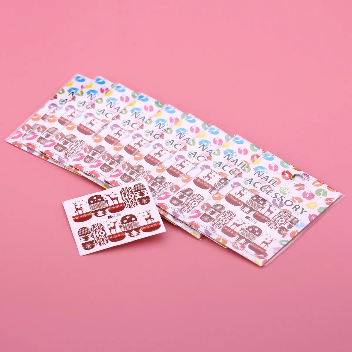 

10 Pcs Stickers Christmas Nail Polish Nails Decals Tree Press on Deer for Wraps