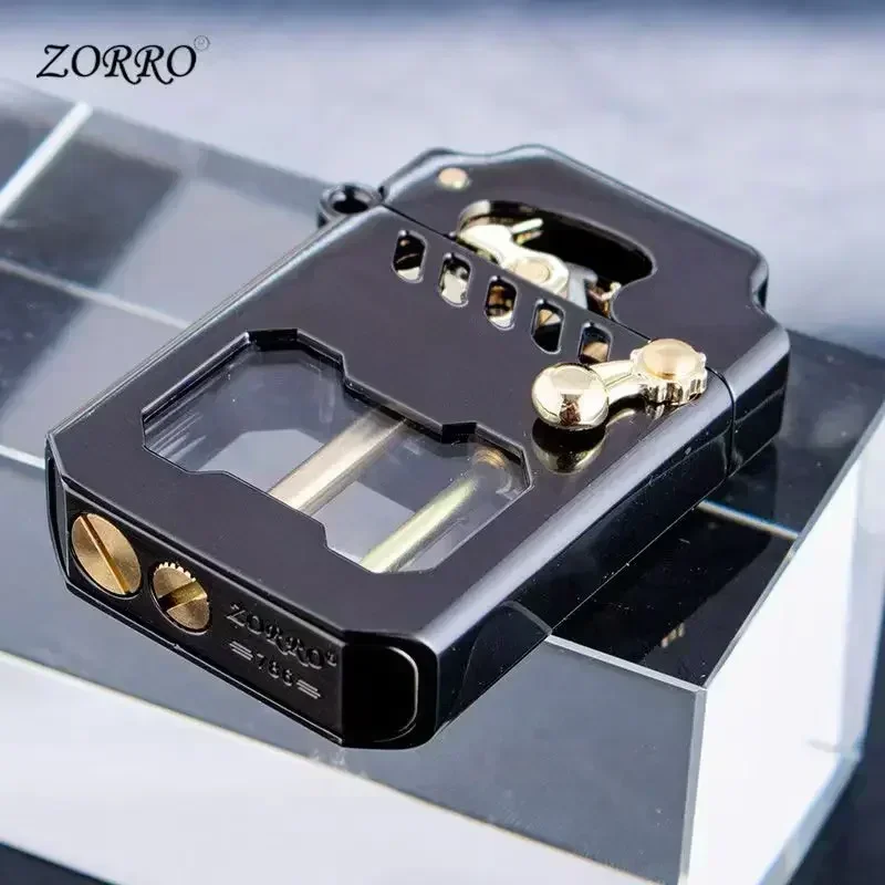 ZORRO Mecha Transparent Fuel Tank Mechanical Ejection Kerosene Lighter Metal High-looking Creative High-end Gift