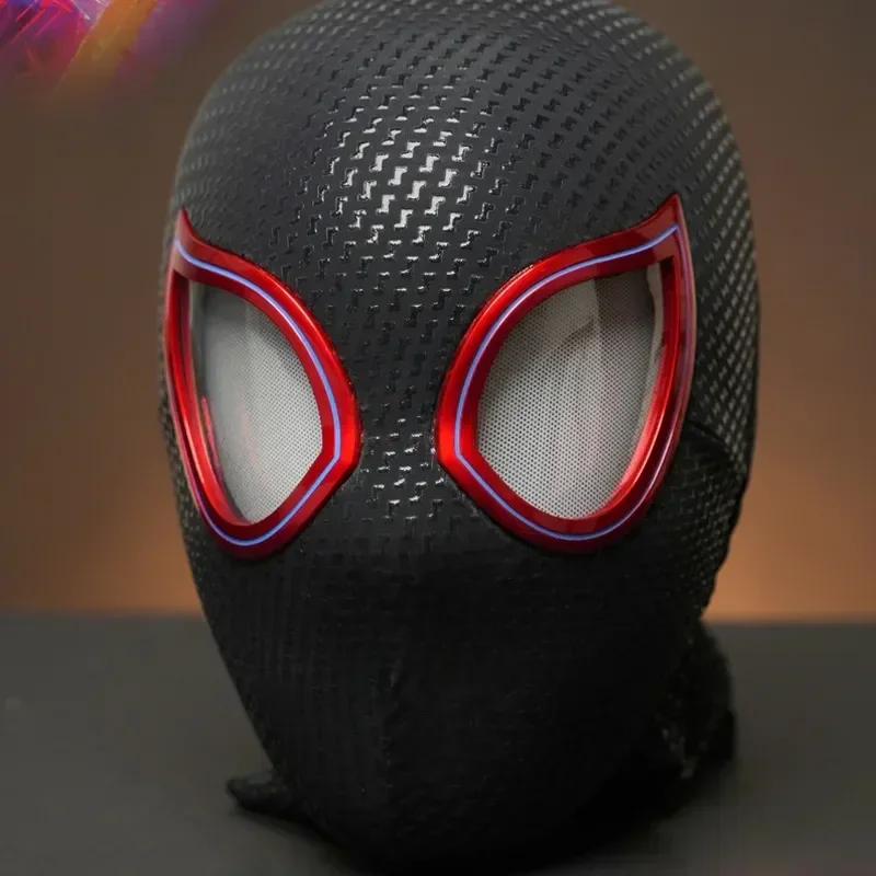 Miles Spiderman Cosplay Headgear Mascara Moving Eyes Electronic Mask Spider Man 1:1 Remote Control Toys For Adults Kids Gift