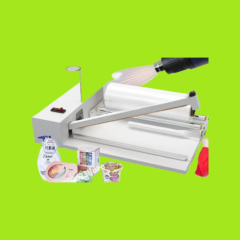 

450 Auto Pneumatic Shrink Wrap Machine Manual Sealing Cutting for Boxes Heat Method Applied on Paper Glass Wood POF Textiles