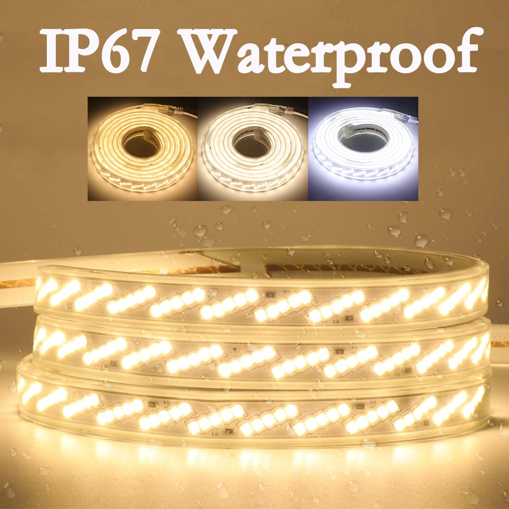 AC 220V Led Strip Light 2835 320LEDs/M High Bright Kitchen Room Cabinets Lighting Warm White EU UK Plug Waterproof Flexible Lamp