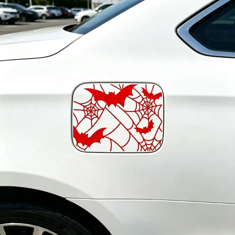 Bat Web Holiday Fuels Lid Stickers, PET Car Accent Stickers for Smooth Auto Area Use, 5.91 X 4.33 In Vehicle Detail H9EE