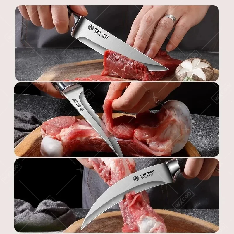 WXCOO Professional Kitchen Slaughtering Knife with Non-slip Handle Stainless Steel Fruit Slicing Knife with Cover Boning Knife - view 5