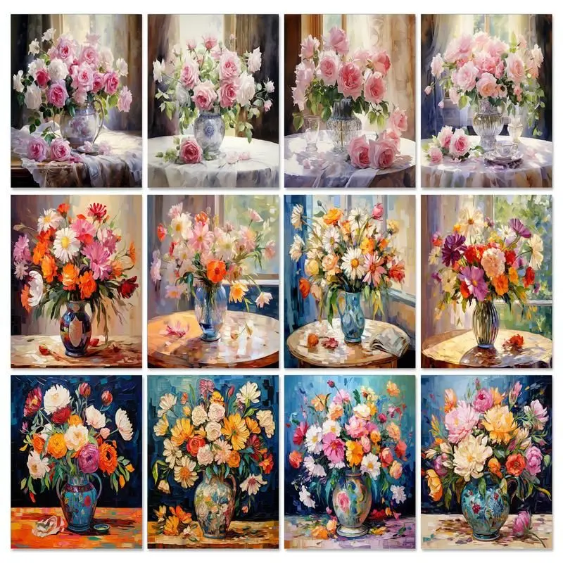 

GATYZTORY 5D DIY Diamond Painting Flower Full Drill Diamond Embroidery Needlework Mosaic Cross Stitch Kit Home Decor