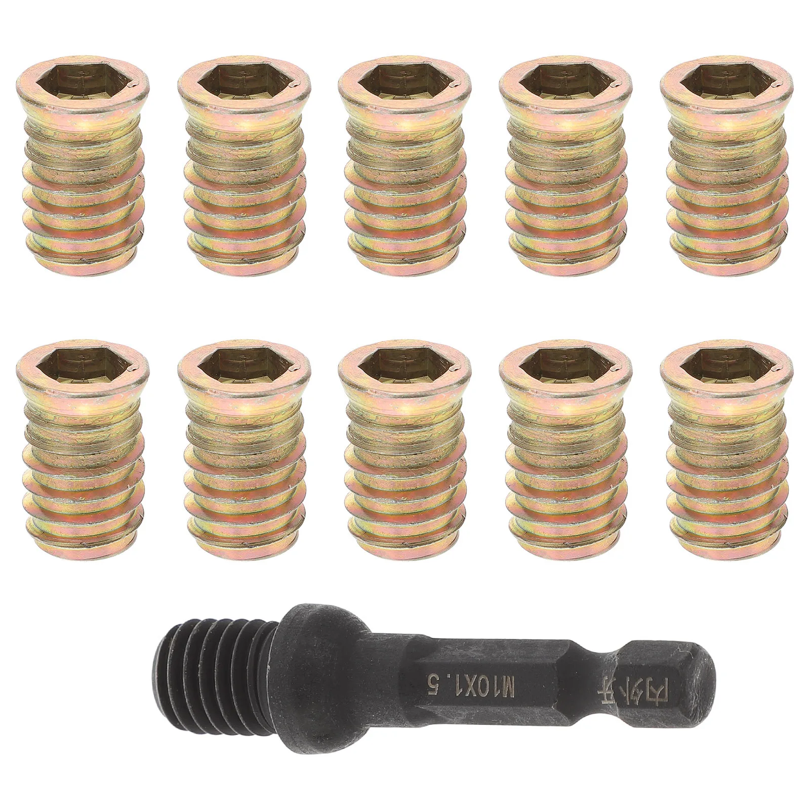 

10Pcs Nut Connectors Flexible Threaded Wood Inserts Fastener Furniture Screw-in Nuts Reliable Practical Furniture Screw in Nuts